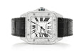Cartier Santos 100 Large Steel Diamonds 2656 W20073X8 Leather Automatic