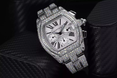 Cartier Roadster XL W62020X6 Silver Dial Stainless Steel Fully Iced Out Watch