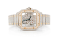 Cartier Santos De Cartier Skeleton 18k Yellow Gold & Steel 40MM - 18.50ctw Fully Iced Out